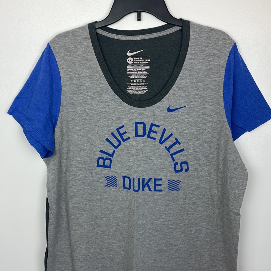 Women’s Nike Blue Devils Duke T-Shirt Size Xxl Color Gray/Blue